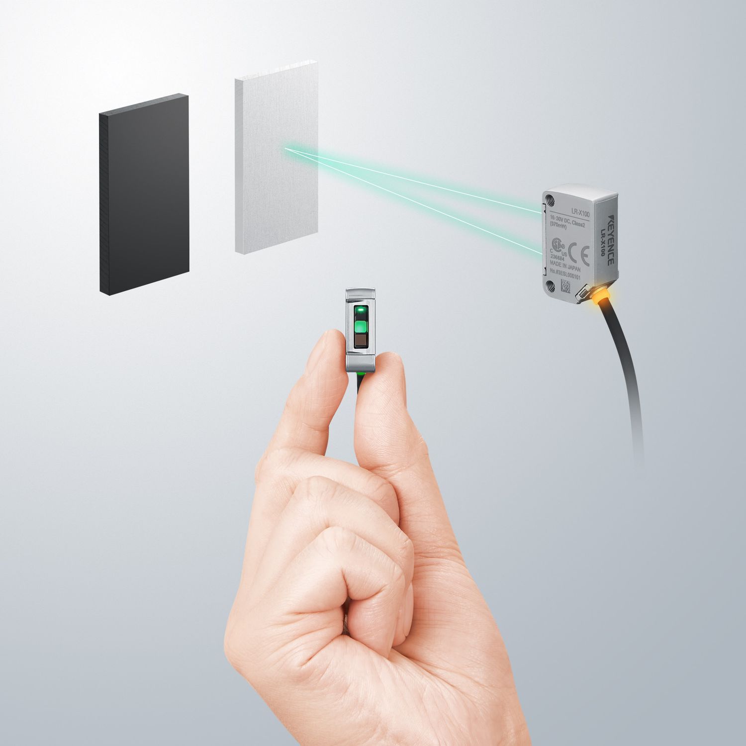 Rechteckiger Optoelektronischer Sensor LR X Series KEYENCE Laser