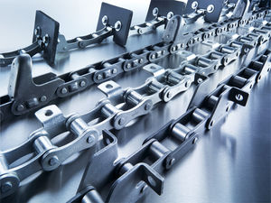 Kette für Hubanwendungen / Metall / mit Halterungen / Beschickung