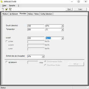 Berechnung Software / für Durchflussmesser