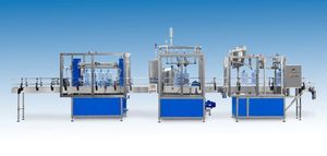 volumetrische Flaschen-Spül Füll und Verschließmaschine / Trinkwasser / für PET-Flaschen / automatisch