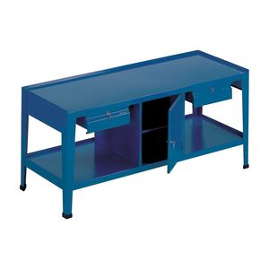 Holzwerkbank / 2 Schubladen / einteilig / mit Tür