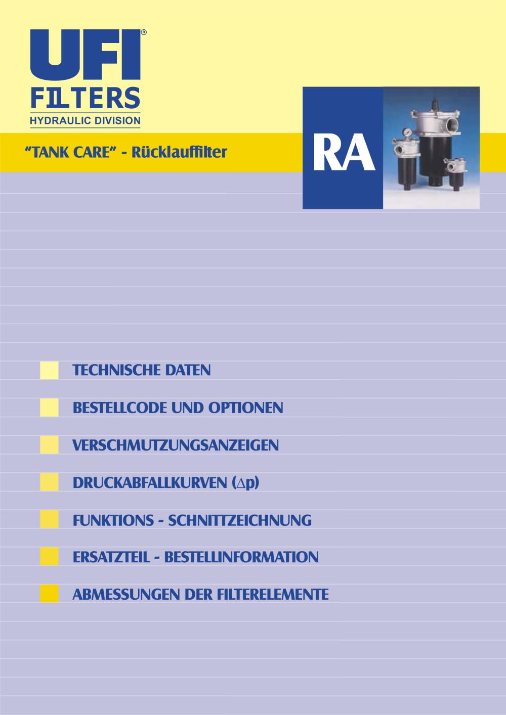 RA - TANK CARE - R&uuml;cklauffilter - UFI HYDRAULIC