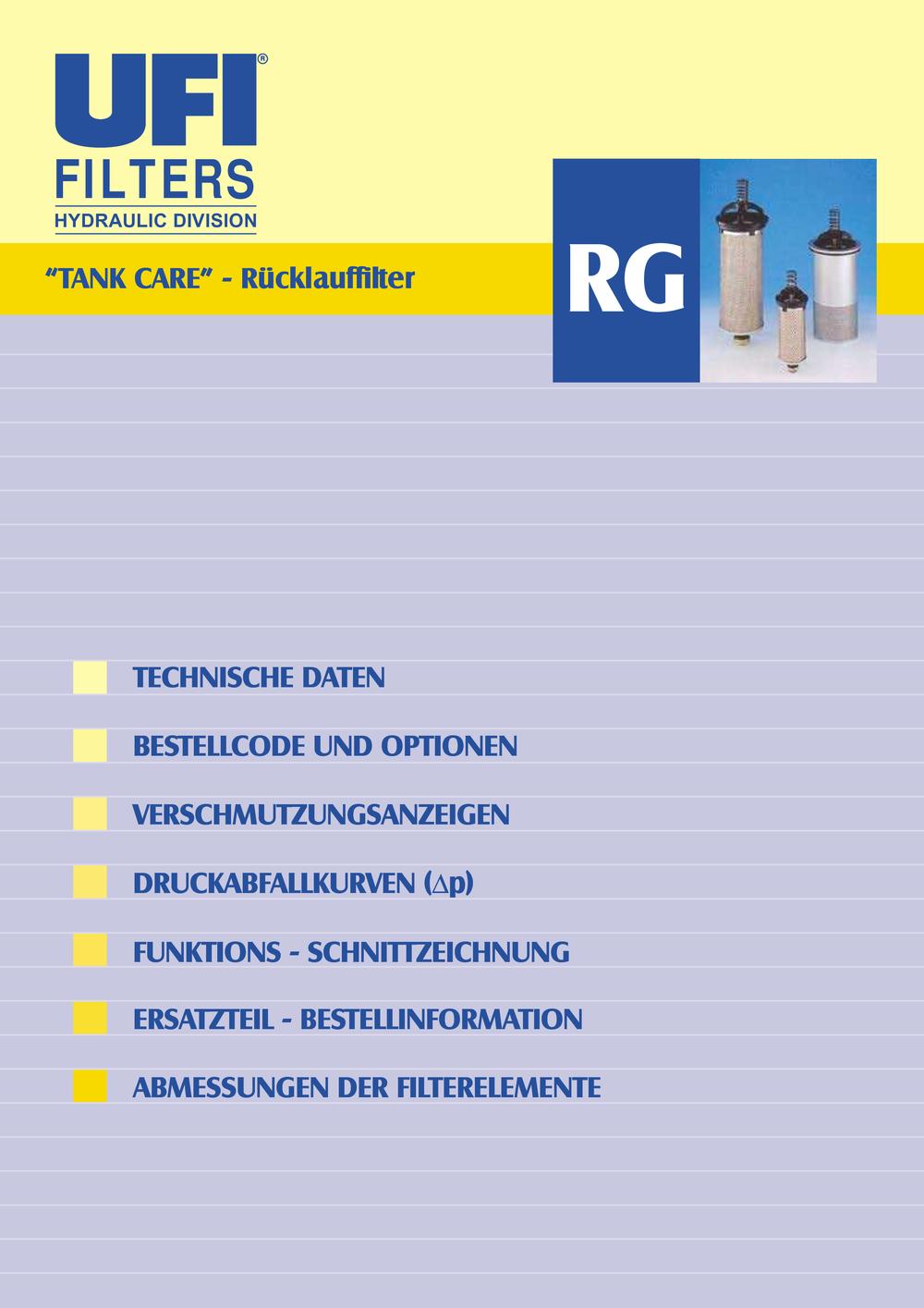 RG - TANK CARE - R&uuml;cklauffilter - UFI HYDRAULIC
