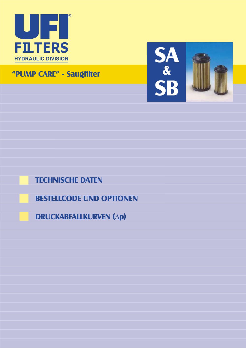 SA-SB - PUMP CARE - Saugfilter - UFI HYDRAULIC