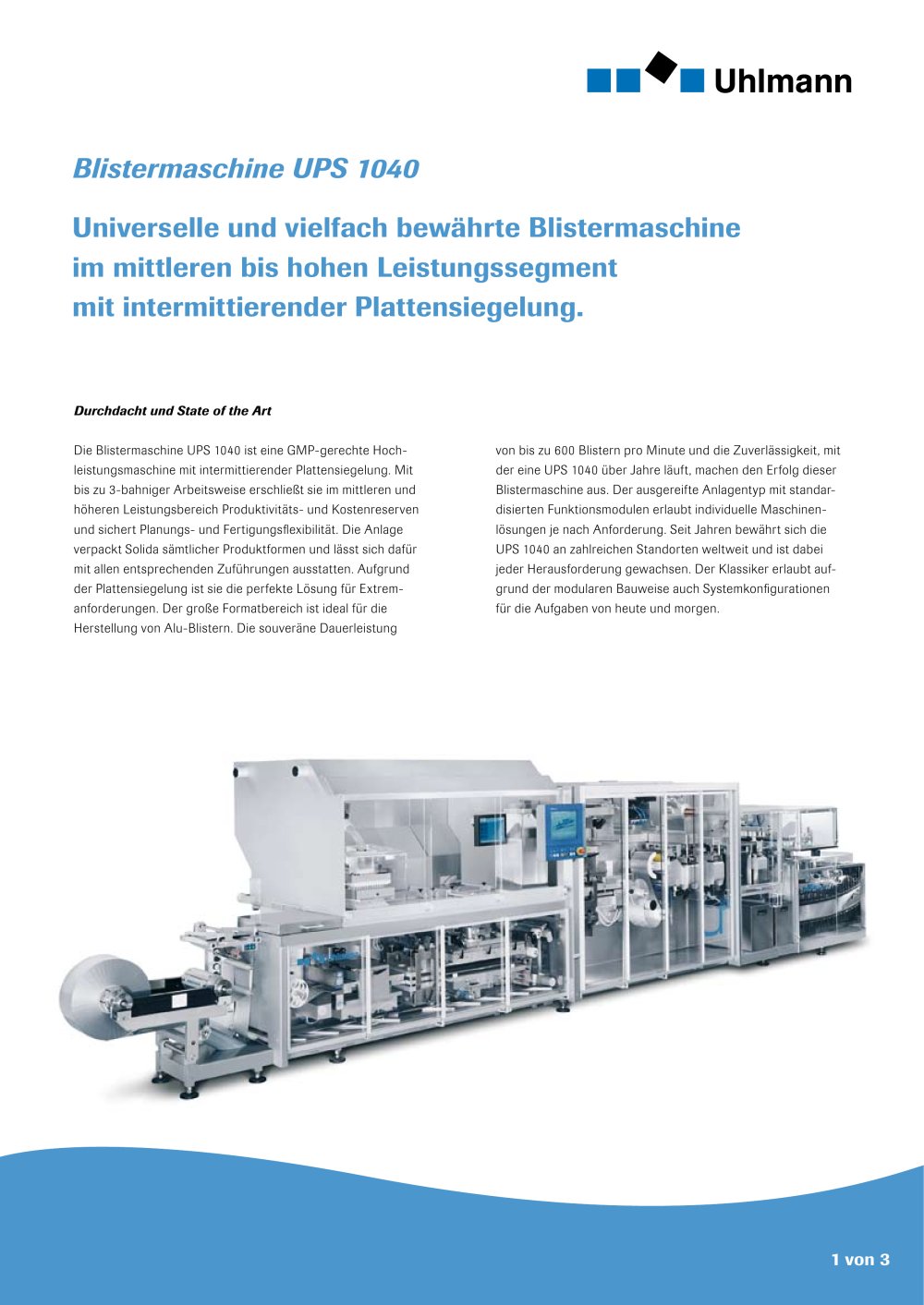 Blistermaschine UPS 1040 - Uhlmann Pac-Systeme