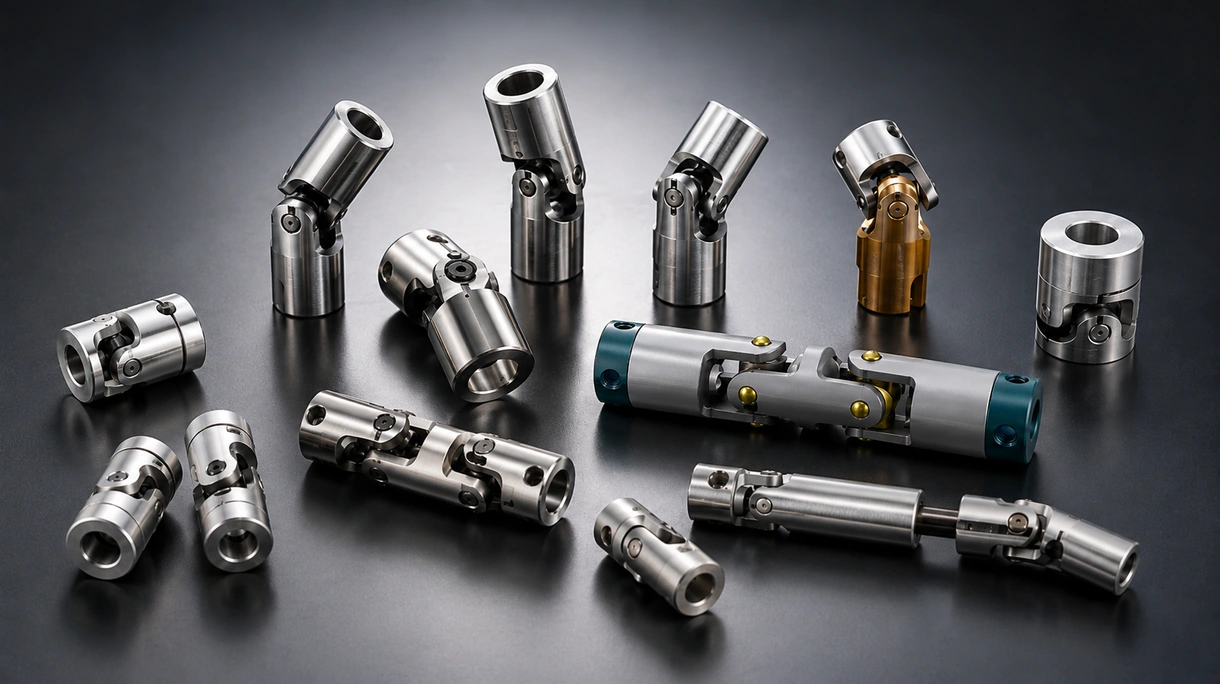 Industrielle Kreuzgelenk-Baugruppe zur Verbindung eines Elektromotors mit hohem Drehmoment mit einer Antriebswelle in einer Produktionsanlage.