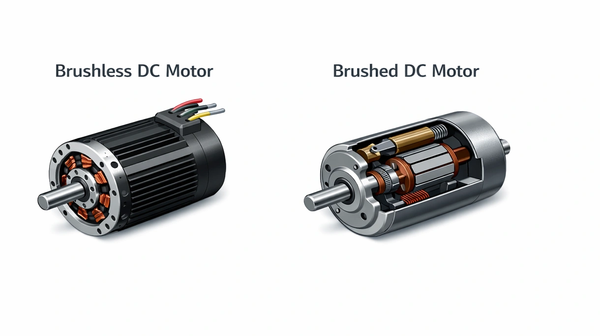 Makroansicht des Innenrotors und der Kupferwicklungen eines bürstenlosen DC-Motors, die die hochpräzise industrielle Konstruktionsqualität verdeutlicht.
