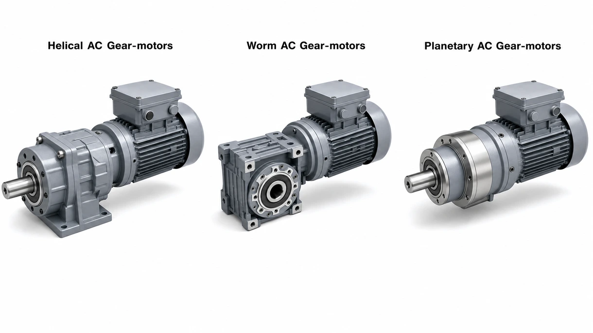 Technische Nahaufnahme eines AC-Getriebemotors, die die Stirnradanordnung und das hochfeste Aluminium-Schutzgehäuse zeigt.