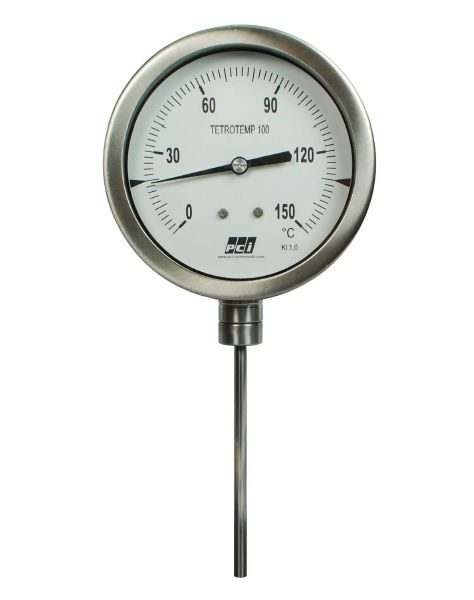 Metall Bimetall Rohrthermometer 0-120°C Mit Befestigungsfeder, Für