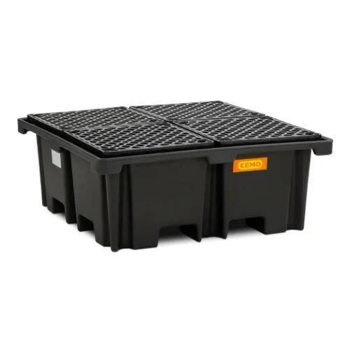 Modulare Auffangpalette Für 1 Fass – 66x66x15 Cm, 700 Kg Tragkraft, 43 L Auffangvolumen, HDPE, Mit Ablauf, Für Lager & Industrie