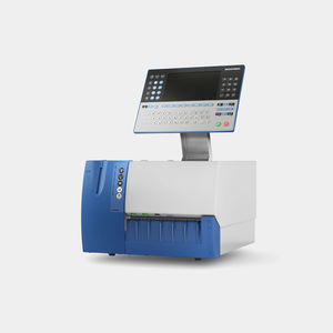 halbautomatischer Drucker mit Etikettenaufbringer