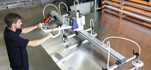 Vakuum-Hebegerät / für Blech / für Aluminiumblech / horizontal / gesichert