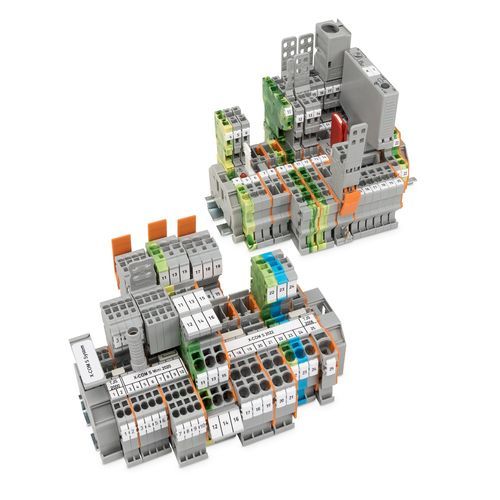 Klemmenblock auf DIN-Schiene - X-COM®  - WAGO - steckbar / ohne Schrauben / Schalt