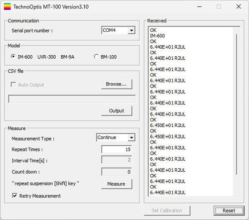 Messsoftware - MT-100 - Techno Optis Co., Ltd. - Kalibrierung / Inspektion / Windows