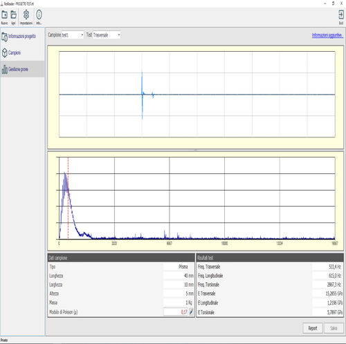 Software für Prüfbericht nach Resonanzfrequenz-Bestimmung - RESREADER - M.A.E. S.r.l.