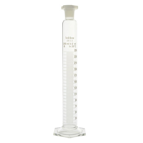 Lichtdurchlässiger Messzylinder - MCHS series - LABBOX LABWARE S.L. - mit Stopfen