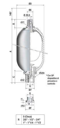 Blasen-Akkumulator - SI series - SAIP S.R.L. - Stickstoff / Kohlenstoffstahl / hydropneumatisch