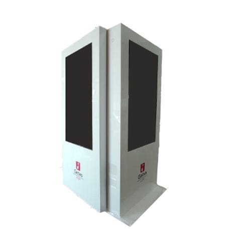 Digitaler Hinweispfahl - eT&oacute;tem Xtrem Dual Side - Grupo Eos Ibérica - mit zwei Monitoren