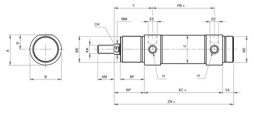 Pneumatikzylinder - IDM - ARTEC SRL - doppeltwirkend / rund