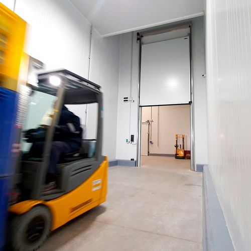 Vertikal-Schiebetür - Infraca - Edelstahl / anodisiertes Aluminium / für den Innenbereich