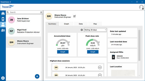 Management-Software - DoseVision2 - Tracerco Ltd - Konfiguration / Reporting / Lagerung