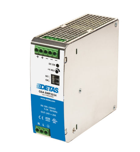 Stromversorgung für DIN-Schiene - GSA SWP20 series - DETAS - AC/DC / mit Überstromschutz / mit Überlastschutz