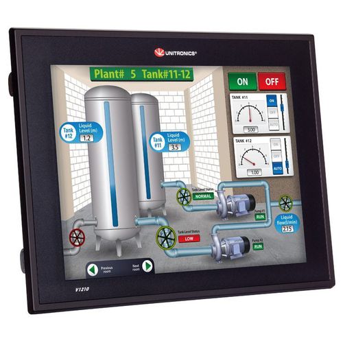 SPS mit integriertem HMI Touchscreen - Vision1210&trade; series - Unitronics - für Schalttafelmontage / mit integriertem E/A / Analogeingänge