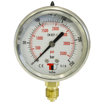 Manometer mit Zifferblatt-Anzeige - MFI6304 series - Dicsa - Gewinde / Vertikalmontage / Edelstahl