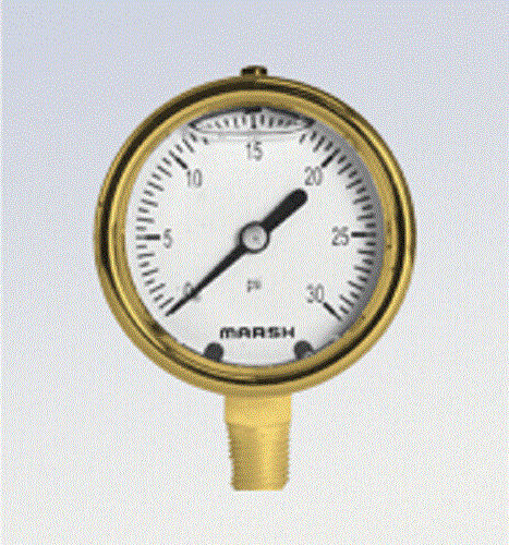 Manometer mit Zifferblatt-Anzeige - Marsh Bellofram - Gewinde / Messing / Rohrfeder