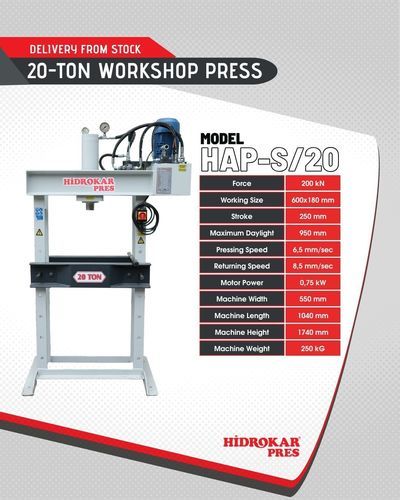 Hydraulische Presse - HAP-S/20 - HIDROKAR PRES INDUSTRY AND TRADE CO. - motorisiert / Stanz / Richt