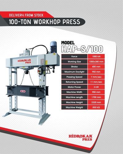 Hydraulische Presse - HAP-S/100 - HIDROKAR PRES INDUSTRY AND TRADE CO. - motorisiert / handbedient / Stanz