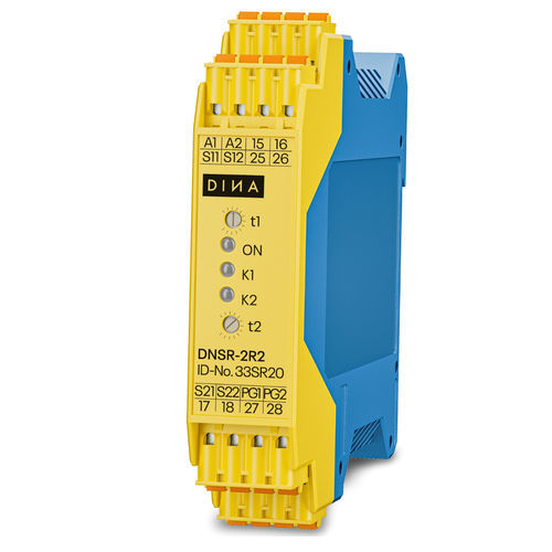 Notausschalter-Sicherheitsrelais - SAFEONE DNSR-2R2 - DINA Elektronik GmbH - für Schalttafelmontage / zeitgesteuert / programmierbar