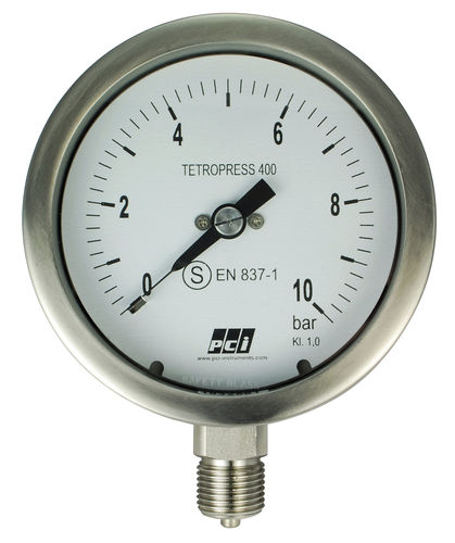 Manometer mit Zifferblatt-Anzeige - TP400 - PCI INSTRUMENTS LTD - Gewinde / Edelstahl / Rohrfeder