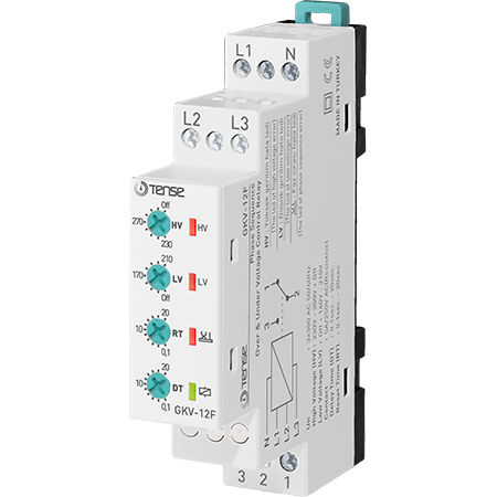 Überspannungs-Kontrollrelais - GKV-12F - Tense Electronic - Unterspannung / Phasenfolge / für DIN-Schiene