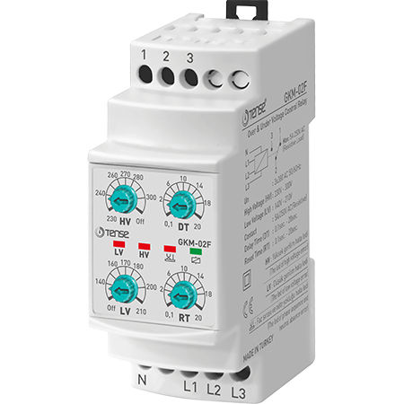 Überspannungs-Kontrollrelais - GKM-02F - Tense Electronic - Unterspannung / Phasenfolge / für DIN-Schiene