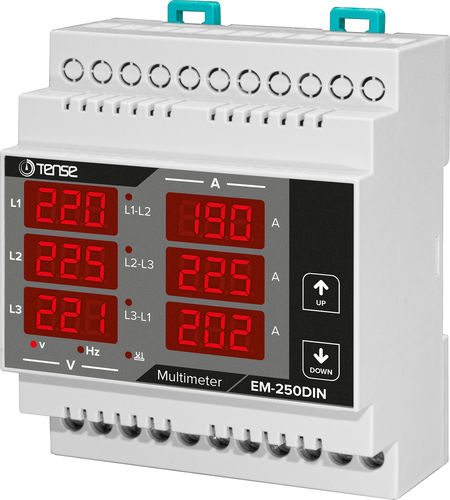 Digitales Multimeter - EM-250DIN - Tense Electronic - für DIN-Schiene / 300 V / 250 A