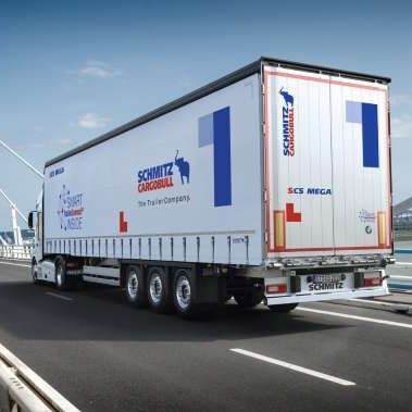 Baumaschinentransporter-Sattelauflieger - S.CS MEGA - Schmitz Cargobull - mit Schiebeplane / für Pakete / für Schlauch