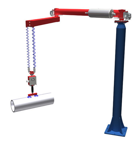 Pneumatischer Manipulatorarm - max. 150 kg, 1 600 mm - HUSCH GmbH - mit Saugnapf / Säulen / mit Hebekabel