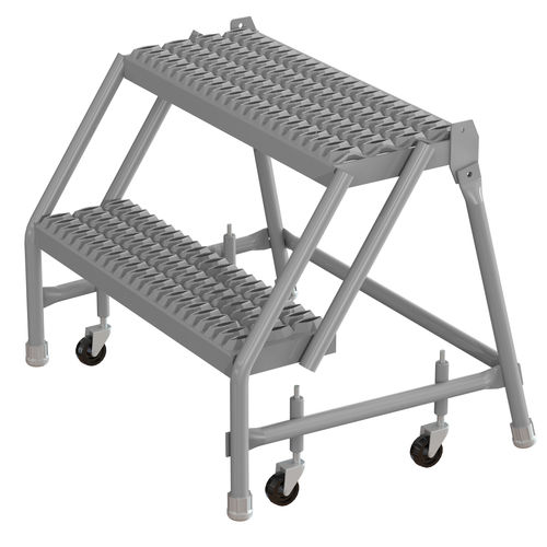 Rollende Trittleiter - KDSR002242 - BALLYMORE - Stahl / mit geriffelten Stufen / mit perforierten Stufen
