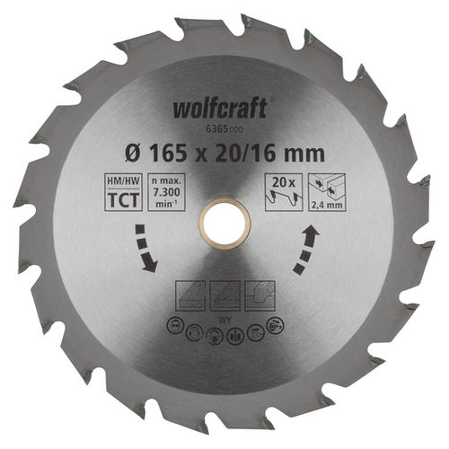 Kreissägeblatt - 6355 - WOLCRAFT - Trenn / Wolframcarbid / für Holz