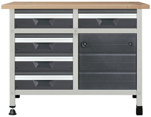 Holzwerkbank - 8071 - WOLCRAFT - mit 5 Schubladen