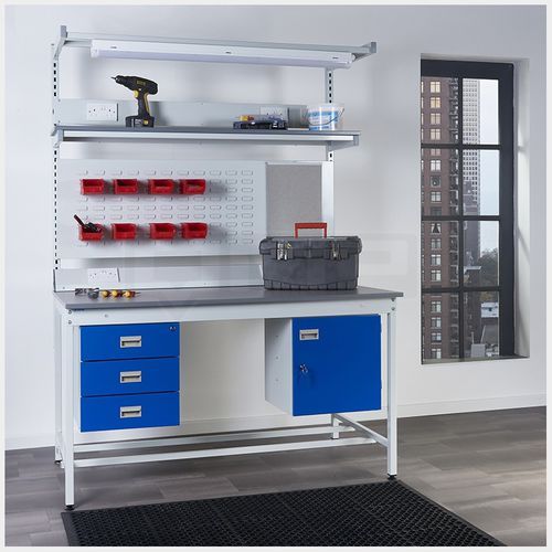 Stahl-Werkbank - BQ841xxxPLXX - Quality Metal Products - mit Schublade