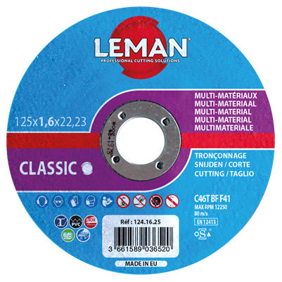 Trennscheibe für Stahl - DAT.00124 - Leman - für Edelstahl / für Aluminium / für Beton