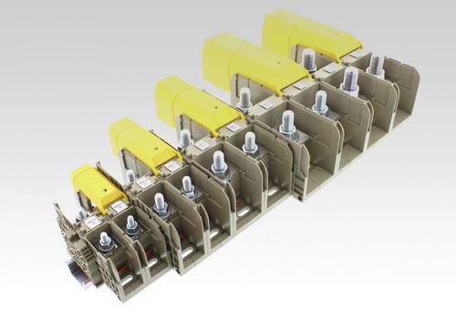 Klemmenblock auf DIN-Schiene - HSKG - CONTA-CLIP Verbindungstechnik GmbH - Bolzen / Leistung / Hochstrom