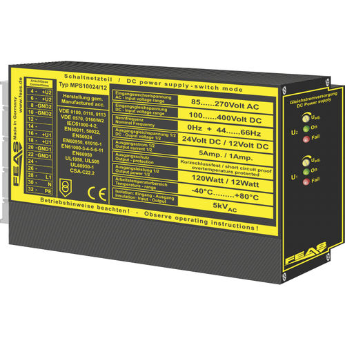 19"-Rack-Stromversorgung - MPS10024/12-1 - FEAS GmbH - für DIN-Schiene / Rack / wandmontiert
