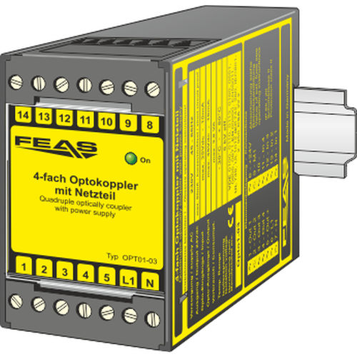 DIN-Schienen-Optokoppler - Opto1-03 - FEAS GmbH - kurzschlussfest / mit integrierter Stromversorgung