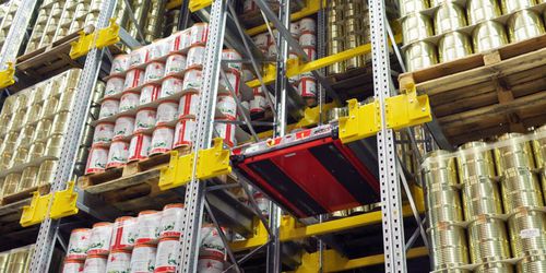 Halbautomatisches Lagersystem / Paletten - DEXION - hohe Dichte