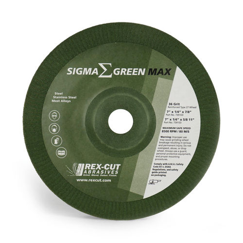 Schleifteller für Schleifarbeiten - Sigma Green Max  - Rex-Cut Abrasives - flach / Aluminiumoxid / gekröpft