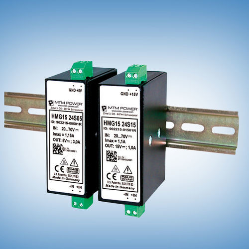 Stromversorgung für DIN-Schiene - HMG15 24S05 - MTM Power Messtechnik Mellenbach GmbH - DC/DC / Einfachausgang / CE