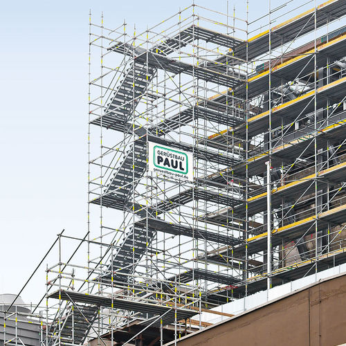 Stationärer Gerüstturm - PERI UP Flex 100 / 125 - PERI - Fassaden / modular / mit Treppe